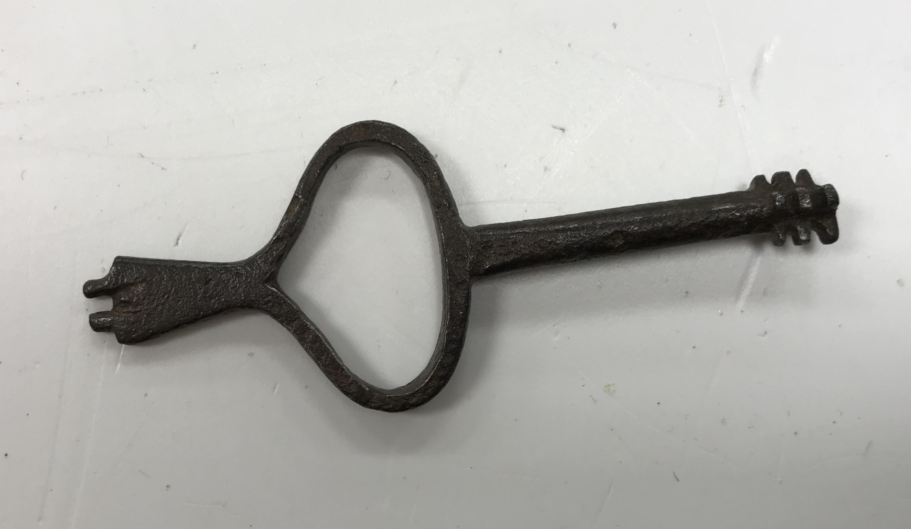 An 18th Century slave or restraint key stamped “8” to one end, - Image 2 of 2