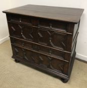 A 19th Century oak chest in the 17th Century manner,