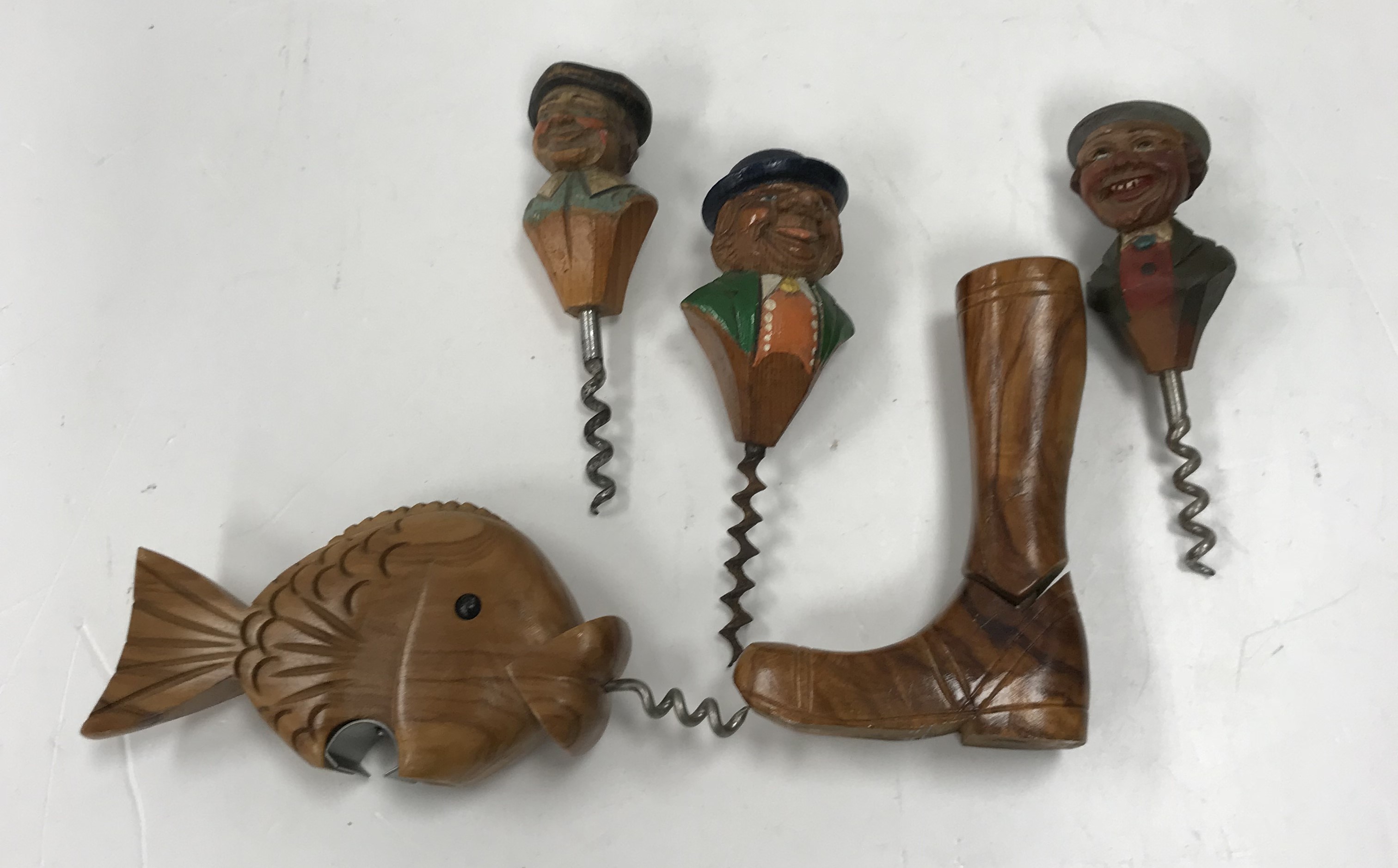 A collection of carved wooden handled corkscrews with figural / animal, etc. - Image 3 of 4