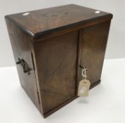 A circa 1900 walnut table top chest/cigar cabinet,