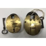 Two vintage Hobbs & Co brass padlocks,