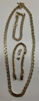 A Turkish 9 carat gold fancy chain link necklace, 54 cm, a near-matching bracelet, 18.