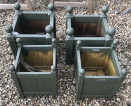 Four painted wooden planters in the Versailles manner 40 cm square