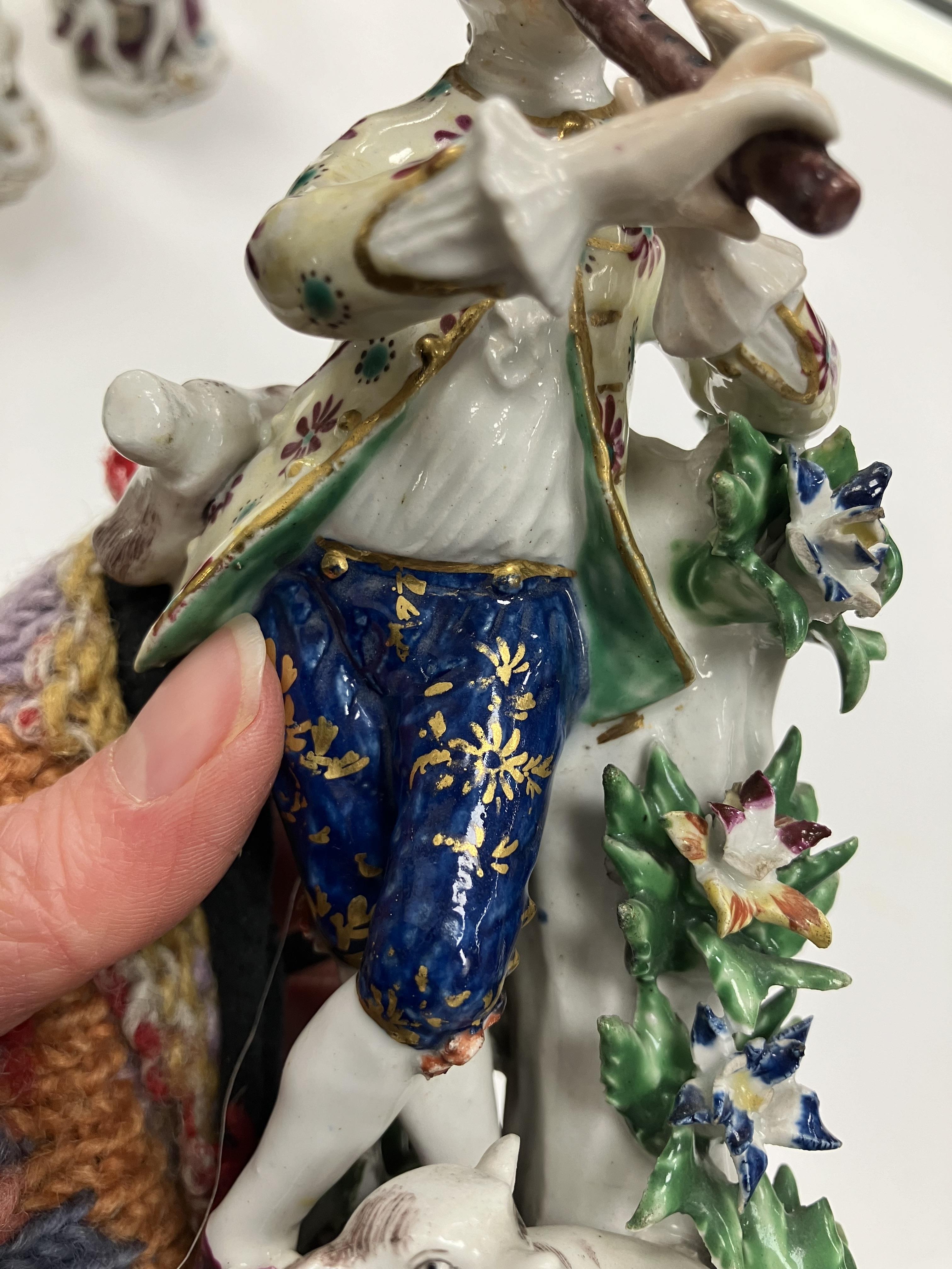 A pair of 18th Century Bow porcelain figures, one of "Shepherd with lamb and flute", - Image 37 of 74