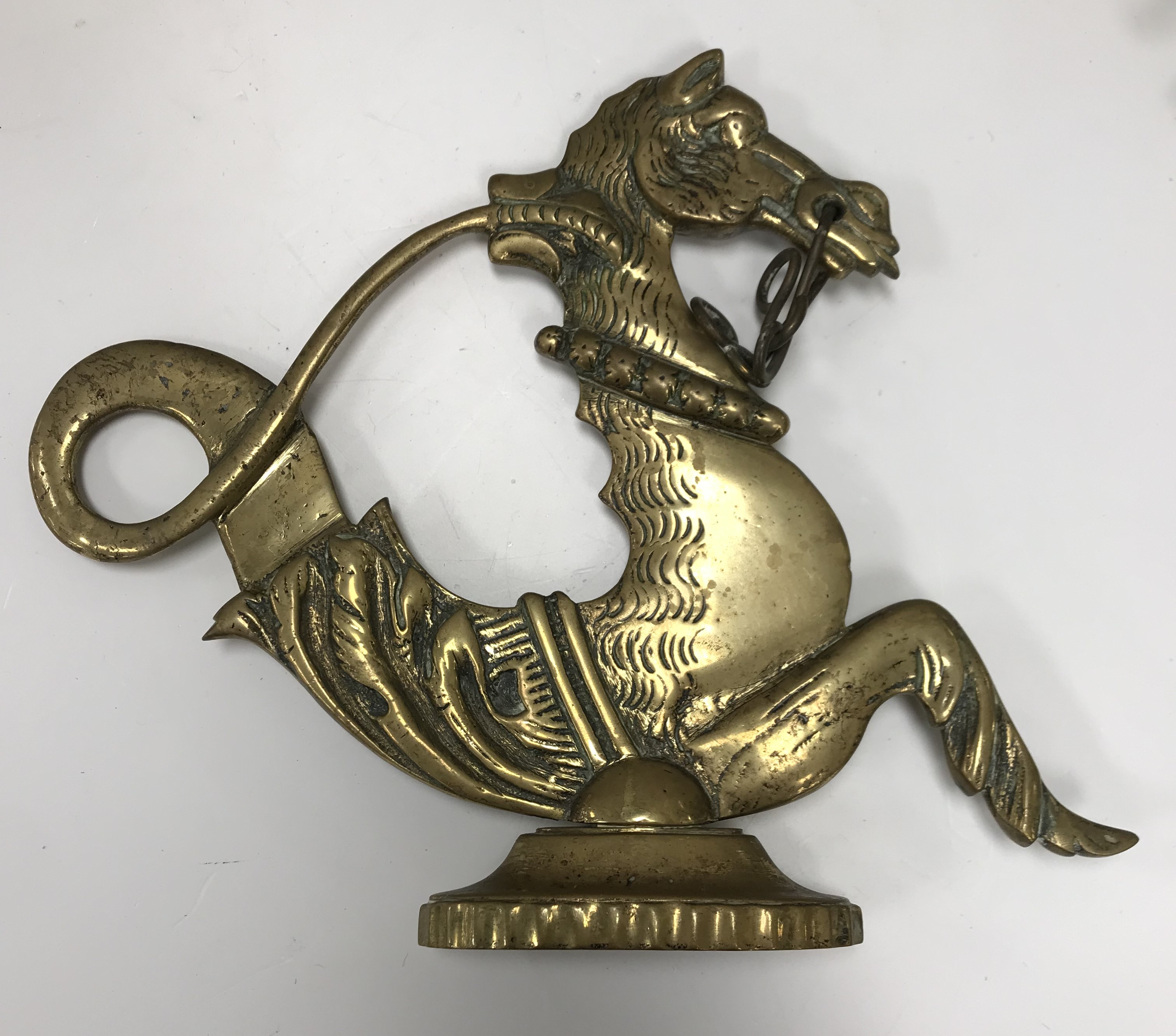 A collection of four Venetian brass hippocamp gondola ornaments on oval bases 28. - Image 3 of 3