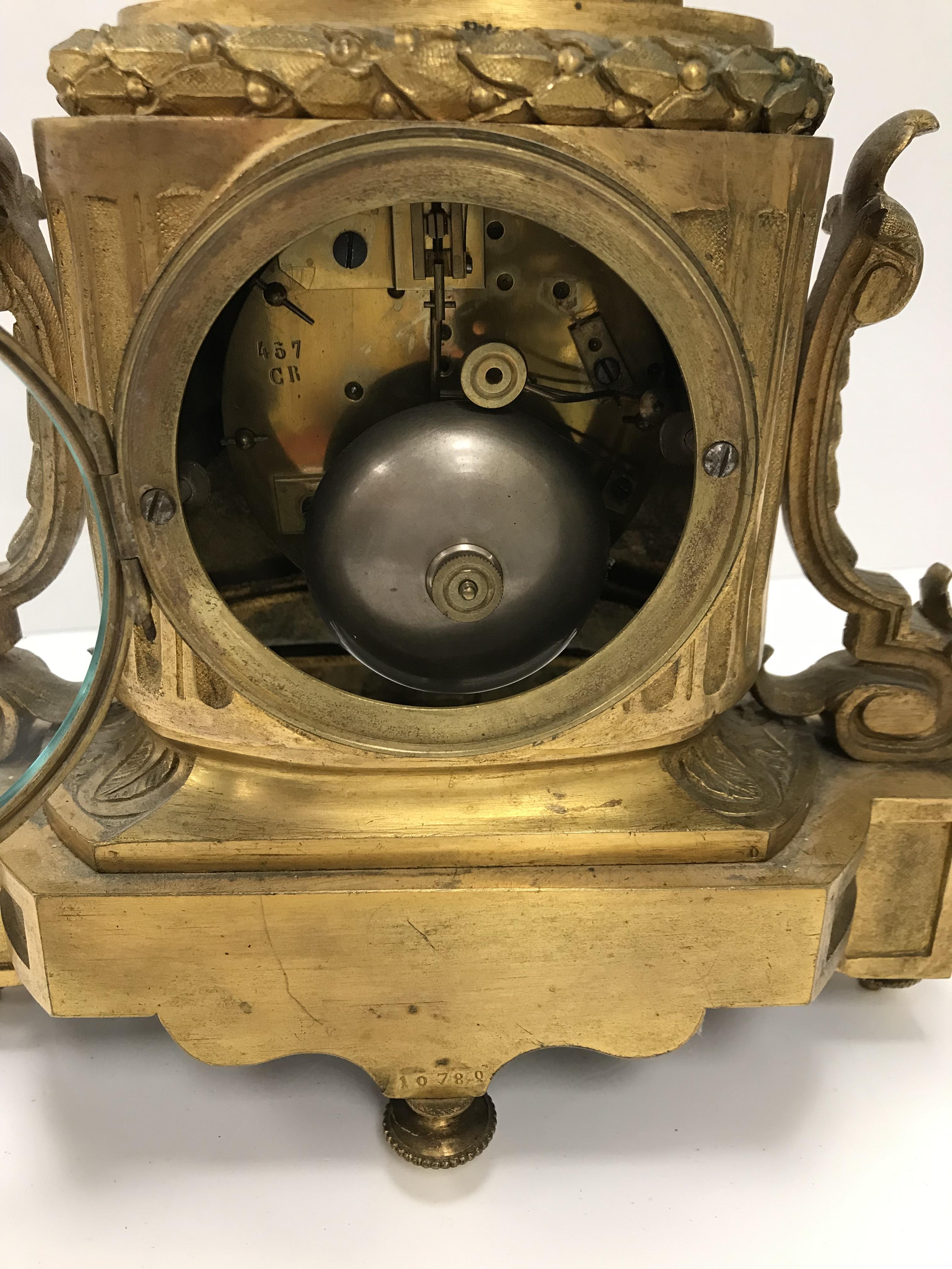 A 19th Century French gilt brass cased mantel clock, - Image 2 of 34