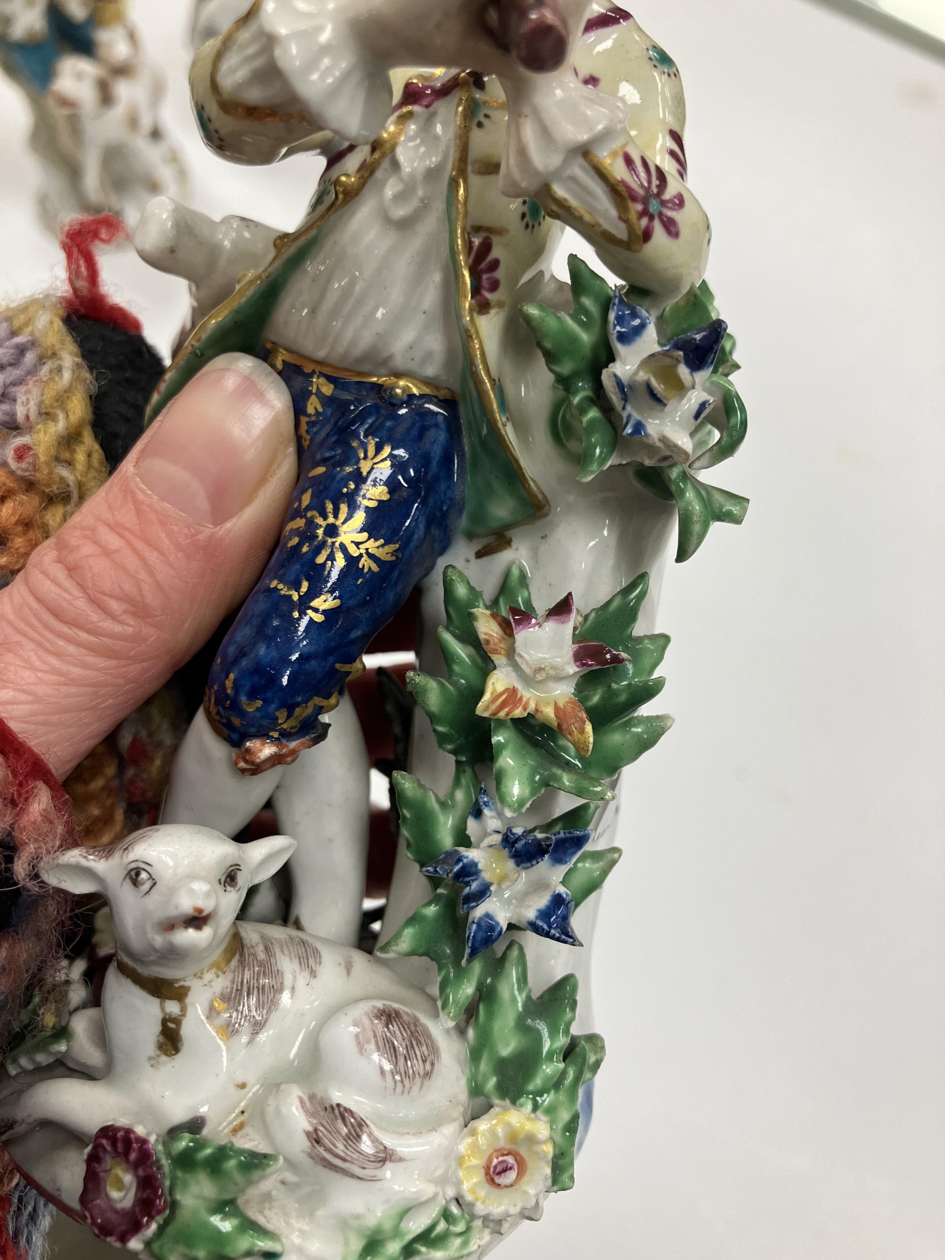 A pair of 18th Century Bow porcelain figures, one of "Shepherd with lamb and flute", - Image 32 of 74