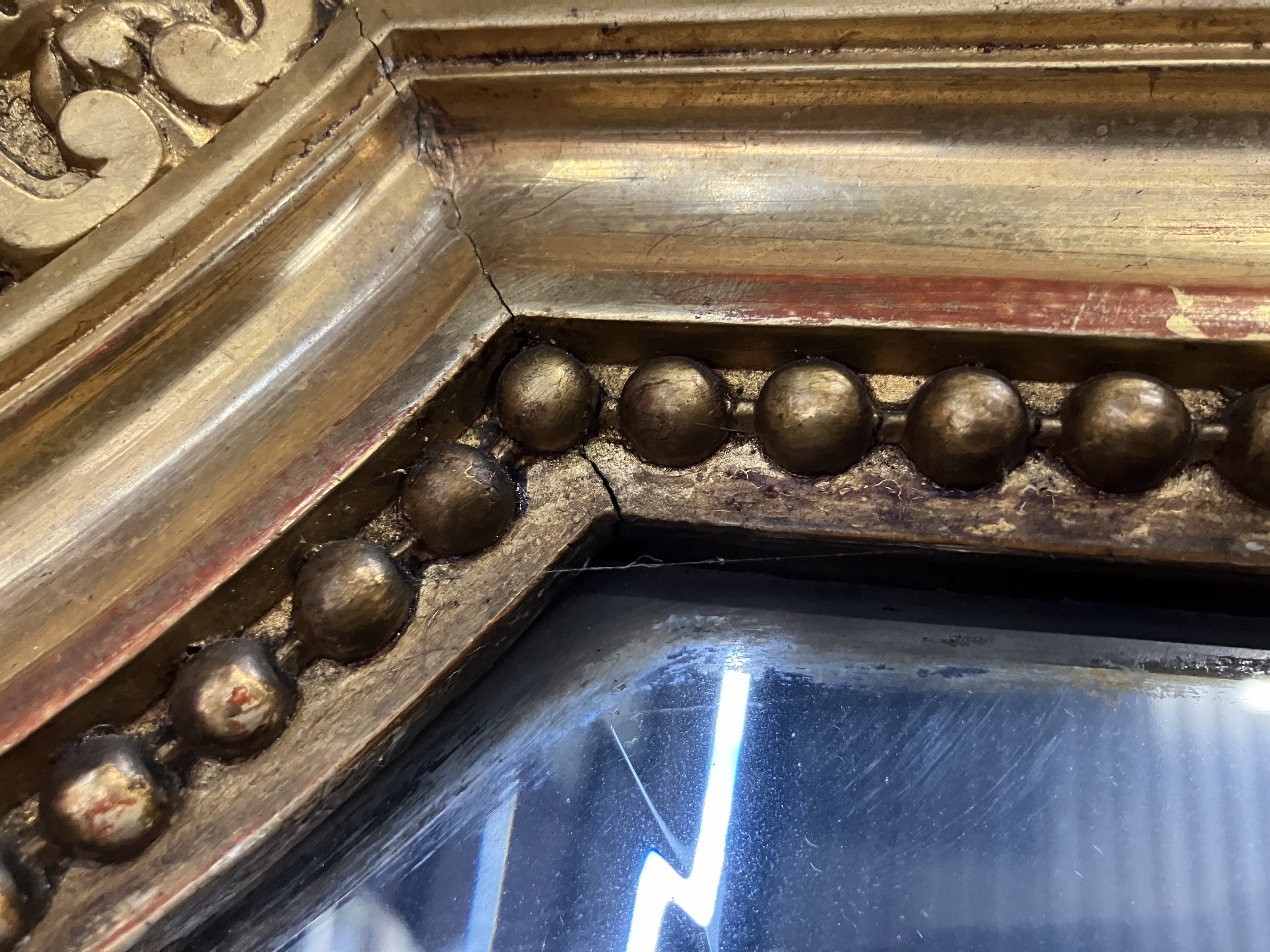 A Victorian carved giltwood and gesso framed over mantel mirror with shell and foliate carved - Image 9 of 50