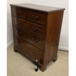 An Edwardian mahogany and satinwood strung chest of two short over three long graduated drawers,