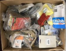 A box of assorted door furniture/fittings etc