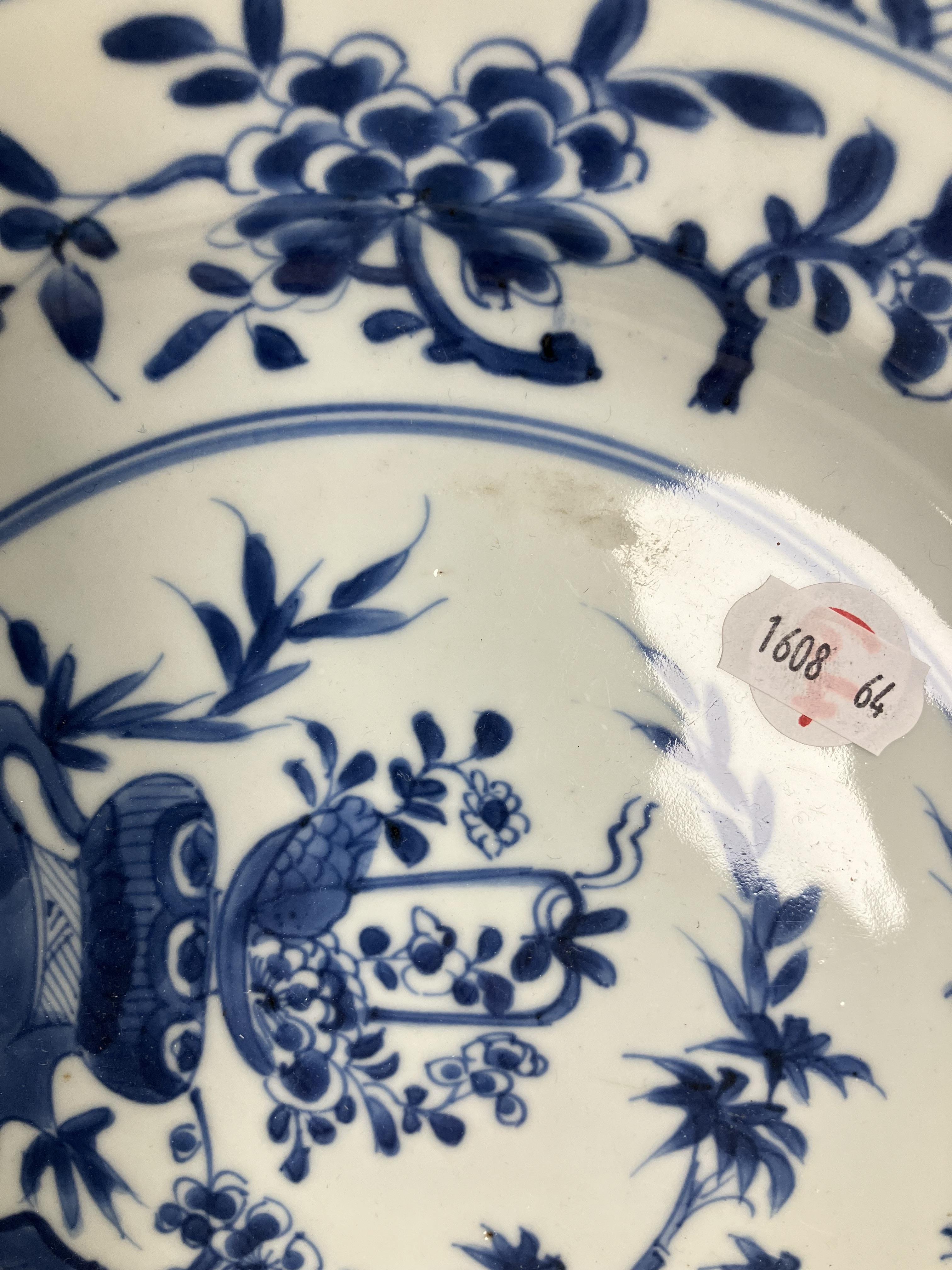 A set of three 19th Century Chinese blue and white export ware plates, - Image 6 of 23