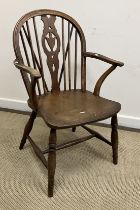 A 19th Century Thames Valley beech, ash and elm Windsor type elbow chair,