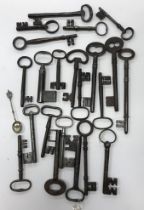 A collection of 22 various 16th-18th Century iron keys including a 16th Century Swedish example,