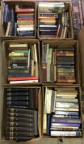 Six boxes of assorted books to include "Pictorial Knowledge Vols I-VII",