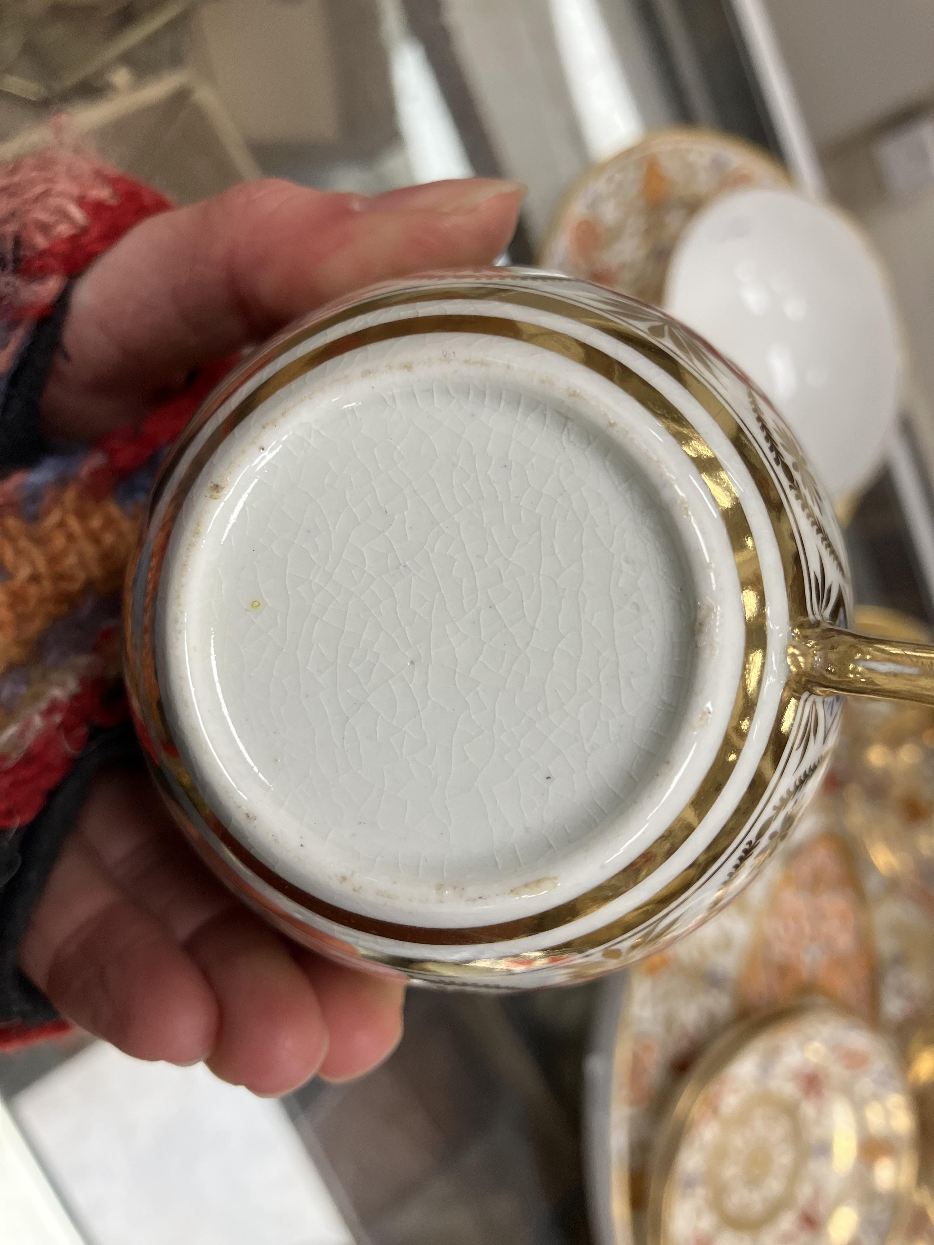 An early 19th Century Spode type gilt and polychrome decorated duet tea service comprising tray, - Image 10 of 78