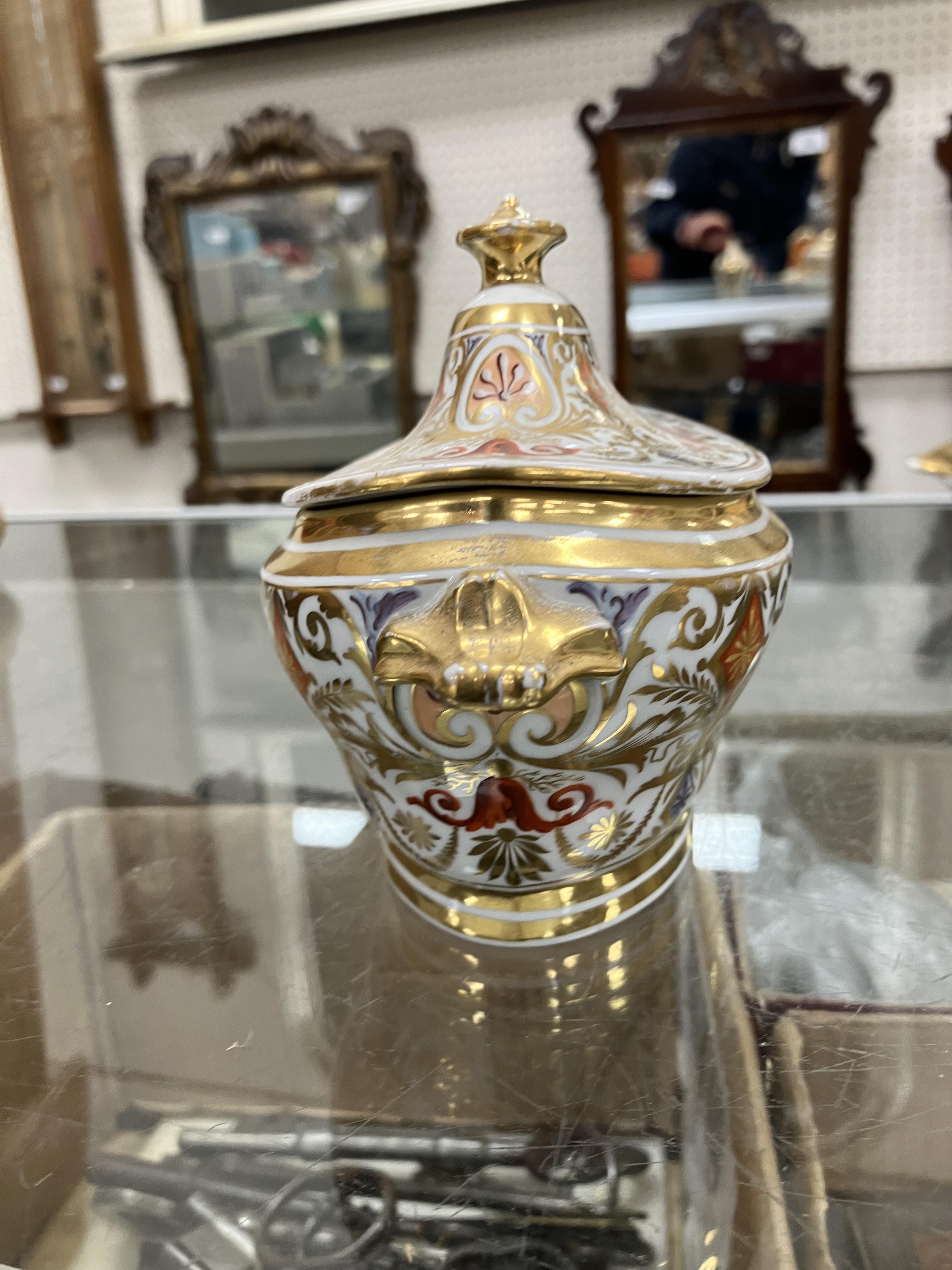 An early 19th Century Spode type gilt and polychrome decorated duet tea service comprising tray, - Image 47 of 78