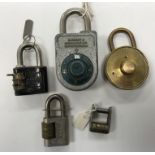 An early 20th Century circa 1910 brass dot lock Keyless Lock Company padlock, Patent No.