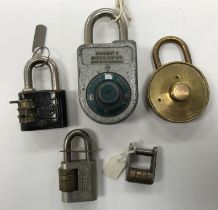 An early 20th Century circa 1910 brass dot lock Keyless Lock Company padlock, Patent No.