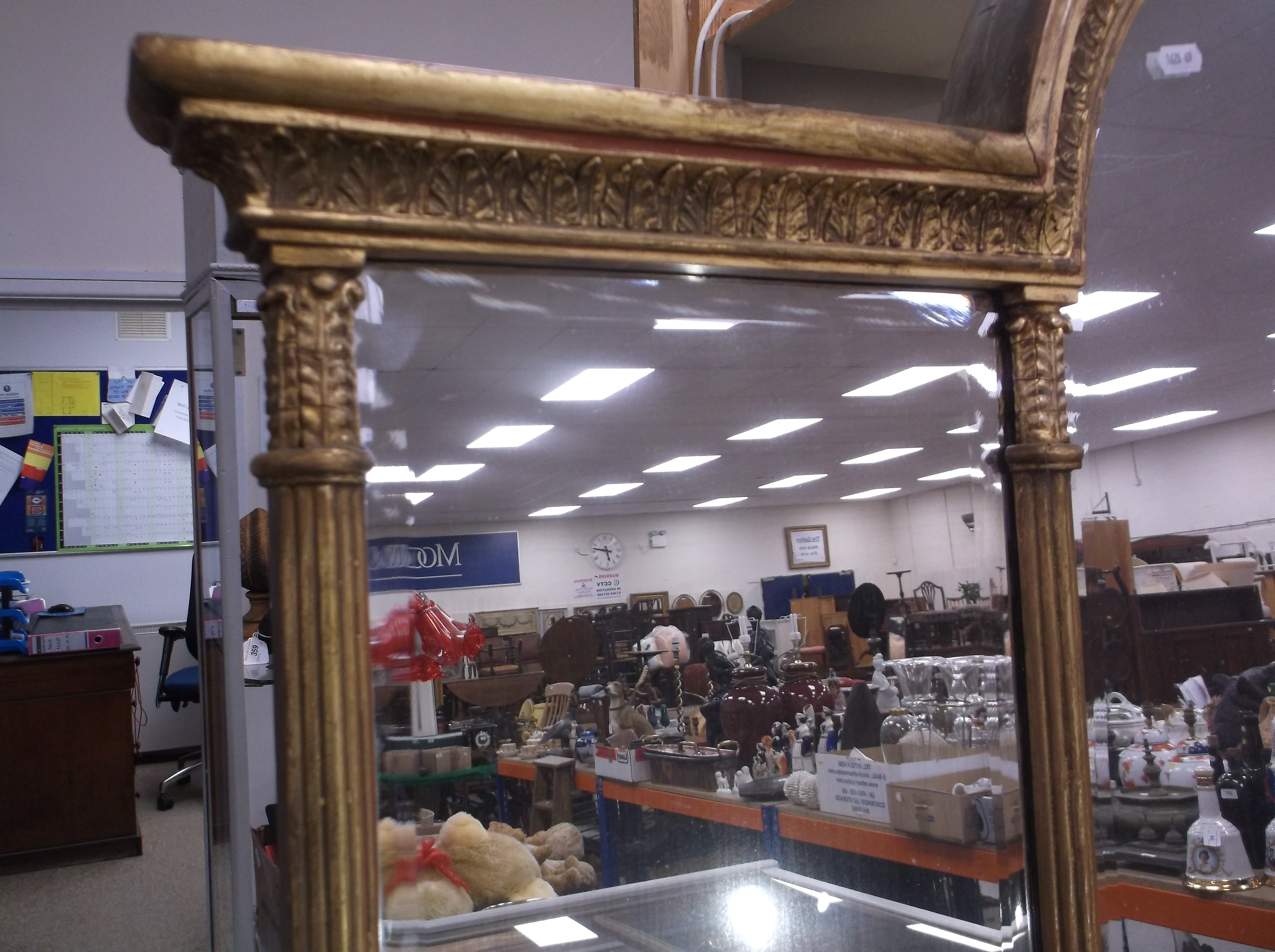 An 18th Century carved giltwood and gesso framed overmantel mirror with lotus leaf carved domed top - Image 2 of 31