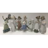 A collection of seven various Lladro figures to include "For a special someone" No'd 6915,