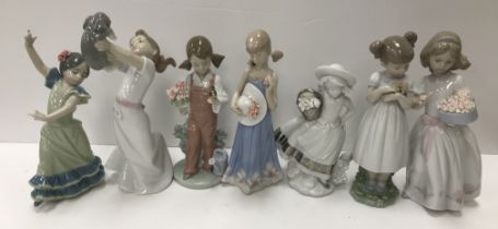 A collection of seven various Lladro figures to include "For a special someone" No'd 6915,