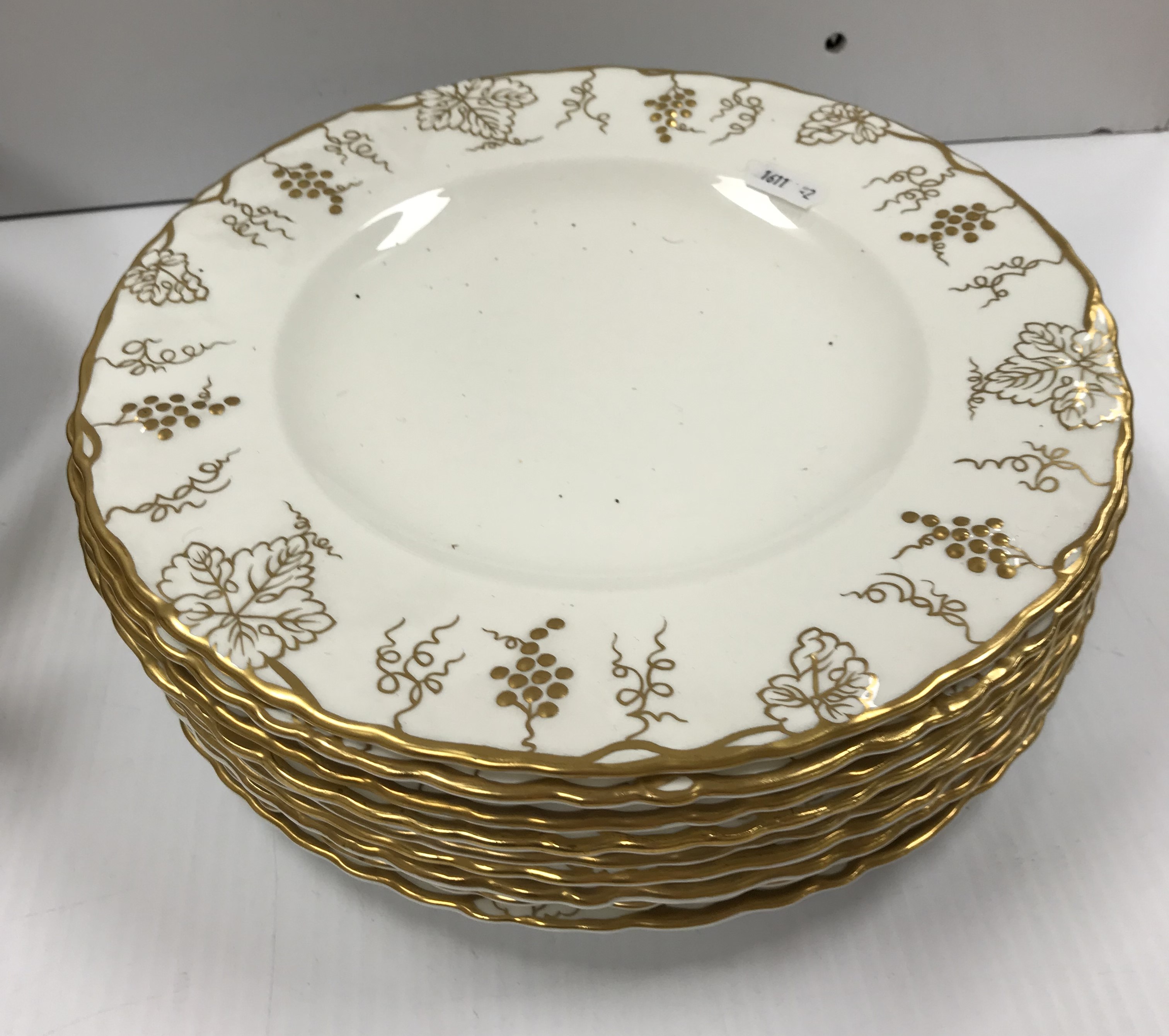 A Royal Crown Derby "Vine" pattern white glazed and gilt decorated tea set, - Image 5 of 5