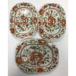 A graduated set of three Masons patent ironstone china Japan pattern meat dishes of elongated