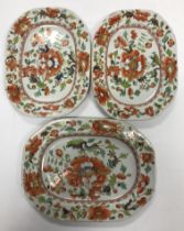 A graduated set of three Masons patent ironstone china Japan pattern meat dishes of elongated