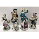 A pair of 18th Century Bow porcelain figures, one of "Shepherd with lamb and flute",