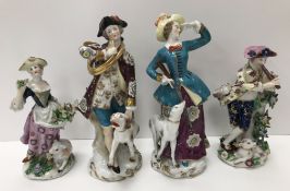 A pair of 18th Century Bow porcelain figures, one of "Shepherd with lamb and flute",