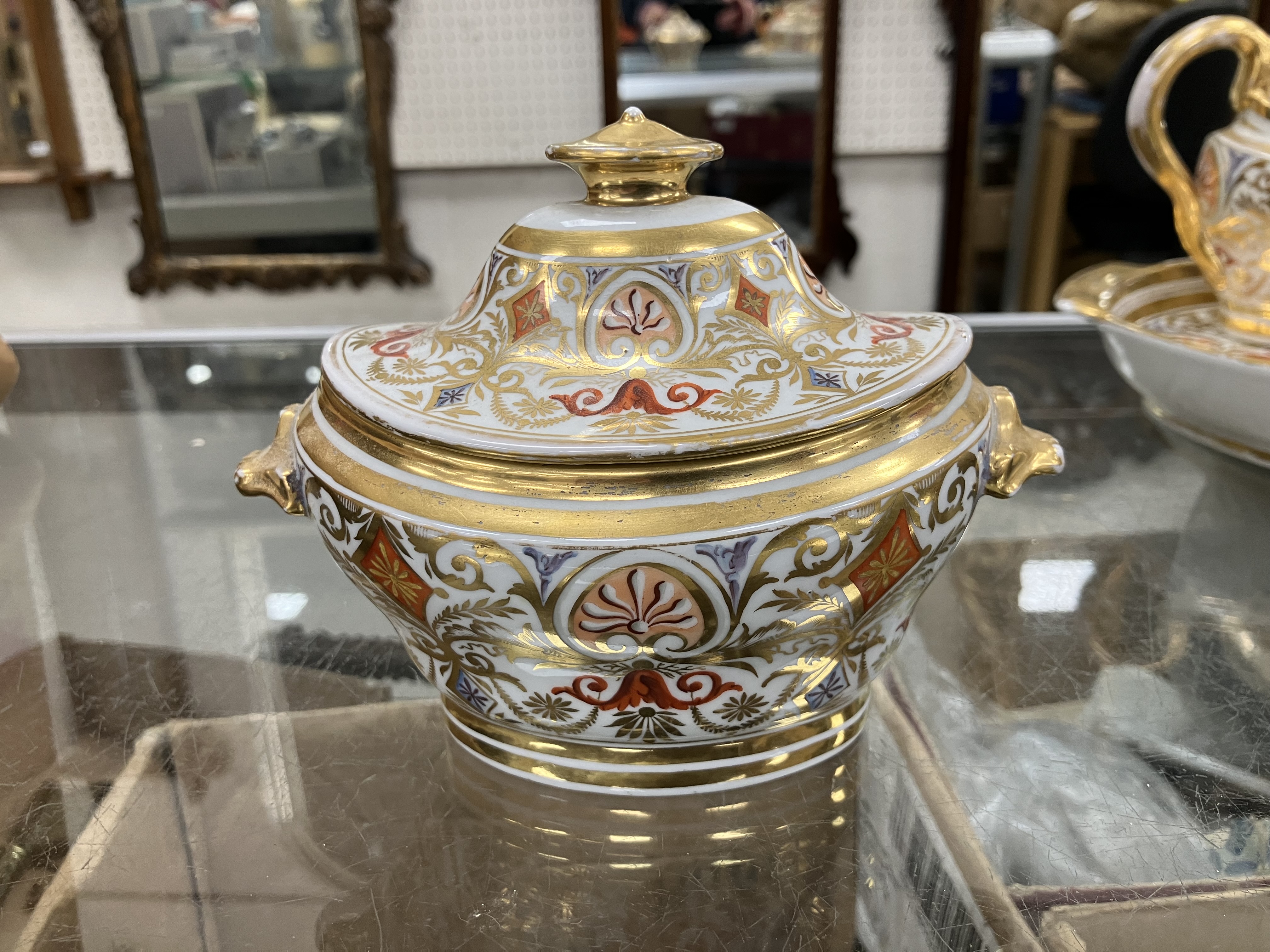 An early 19th Century Spode type gilt and polychrome decorated duet tea service comprising tray, - Image 50 of 78