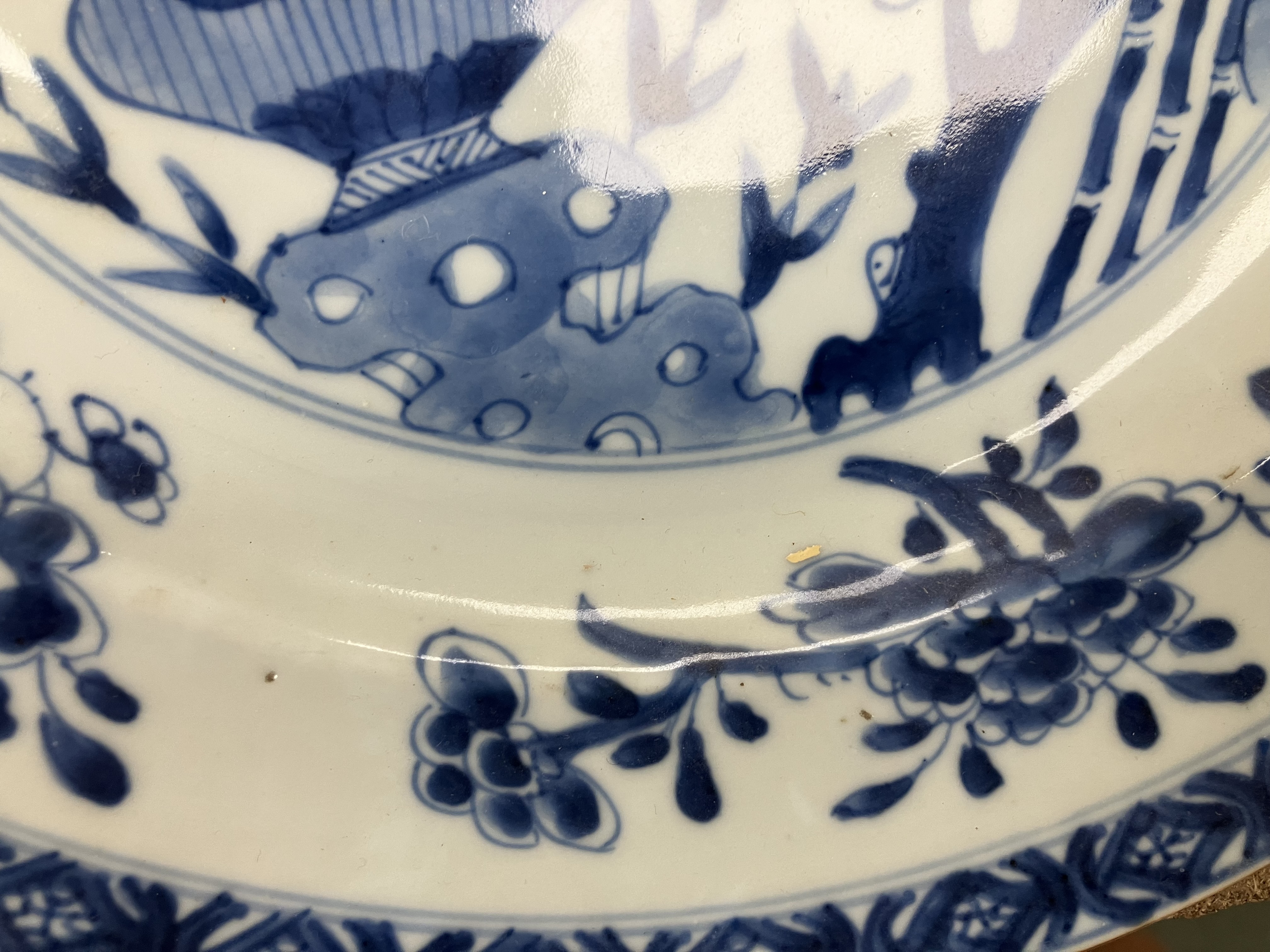 A set of three 19th Century Chinese blue and white export ware plates, - Image 18 of 23