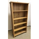A modern oak open bookcase with four adjustable shelves 96 cm wide x 33 cm deep x 183 cm high