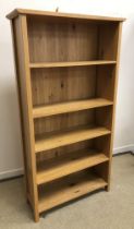 A modern oak open bookcase with four adjustable shelves 96 cm wide x 33 cm deep x 183 cm high