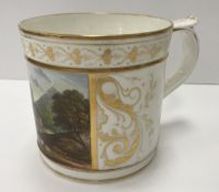 A 19th Century Bloor Derby mug with hand-painted scene of Mount Versuvius from the foothills with