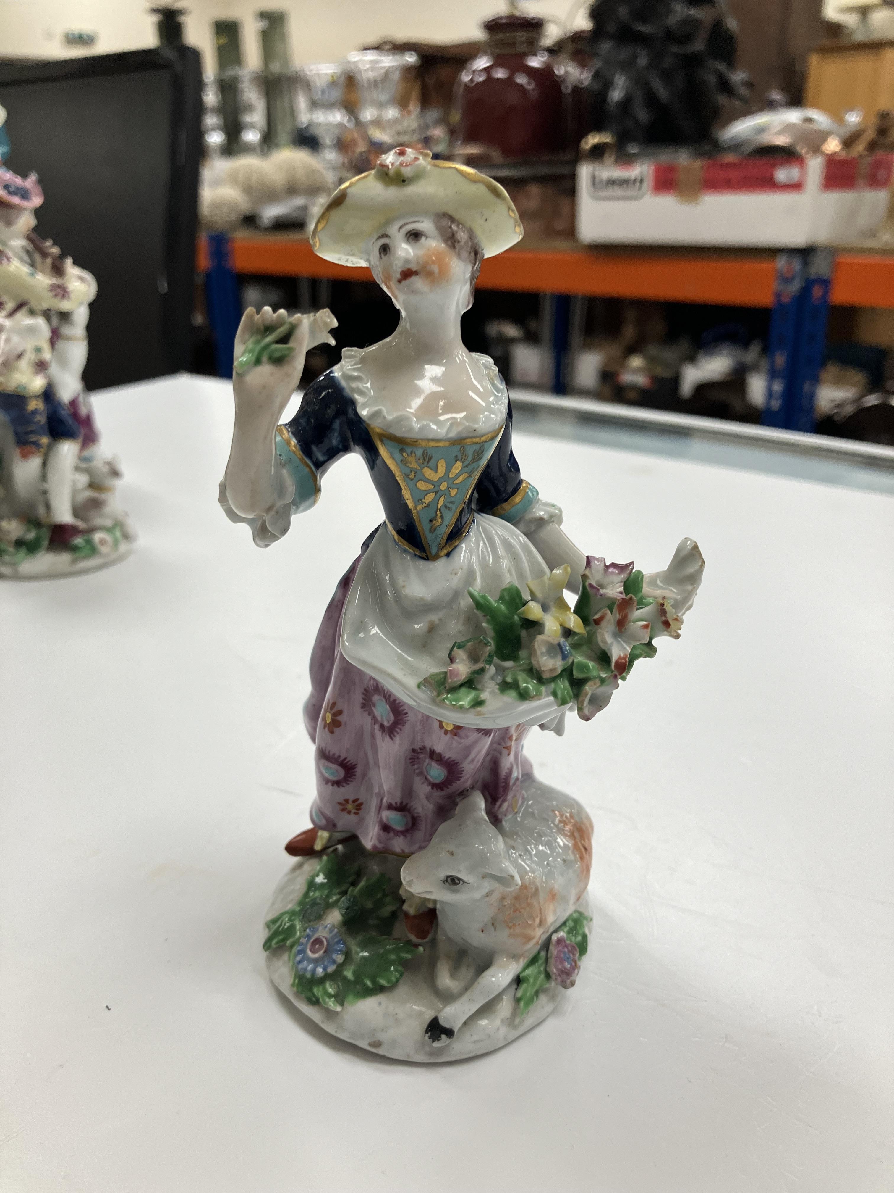 A pair of 18th Century Bow porcelain figures, one of "Shepherd with lamb and flute", - Image 22 of 74