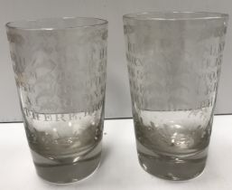 A 19th Century etched glass beaker inscribed "Reuben,