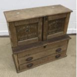 A vintage / early 20th Century oak tool chest,