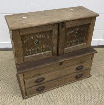 A vintage / early 20th Century oak tool chest,