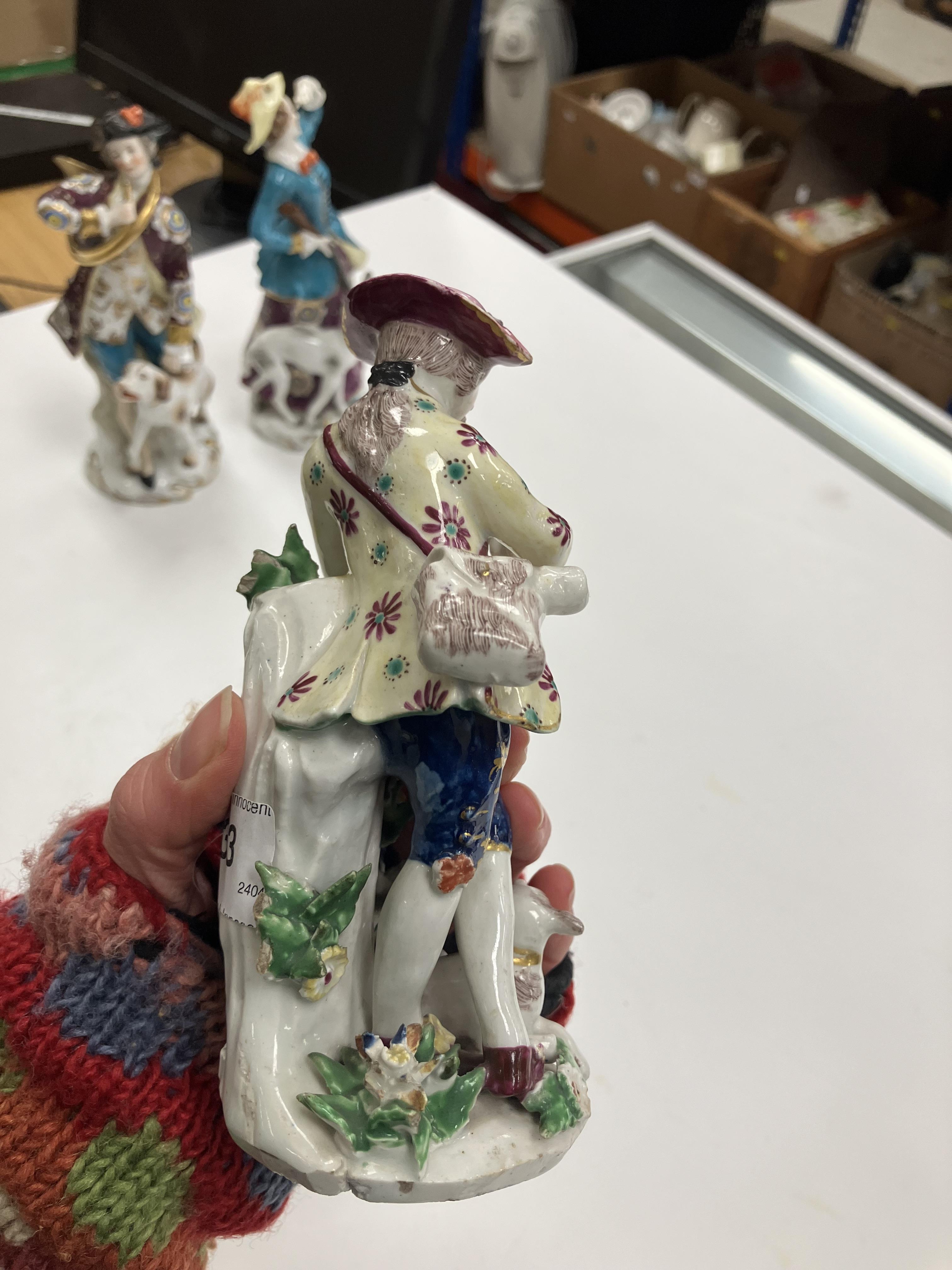 A pair of 18th Century Bow porcelain figures, one of "Shepherd with lamb and flute", - Image 28 of 74
