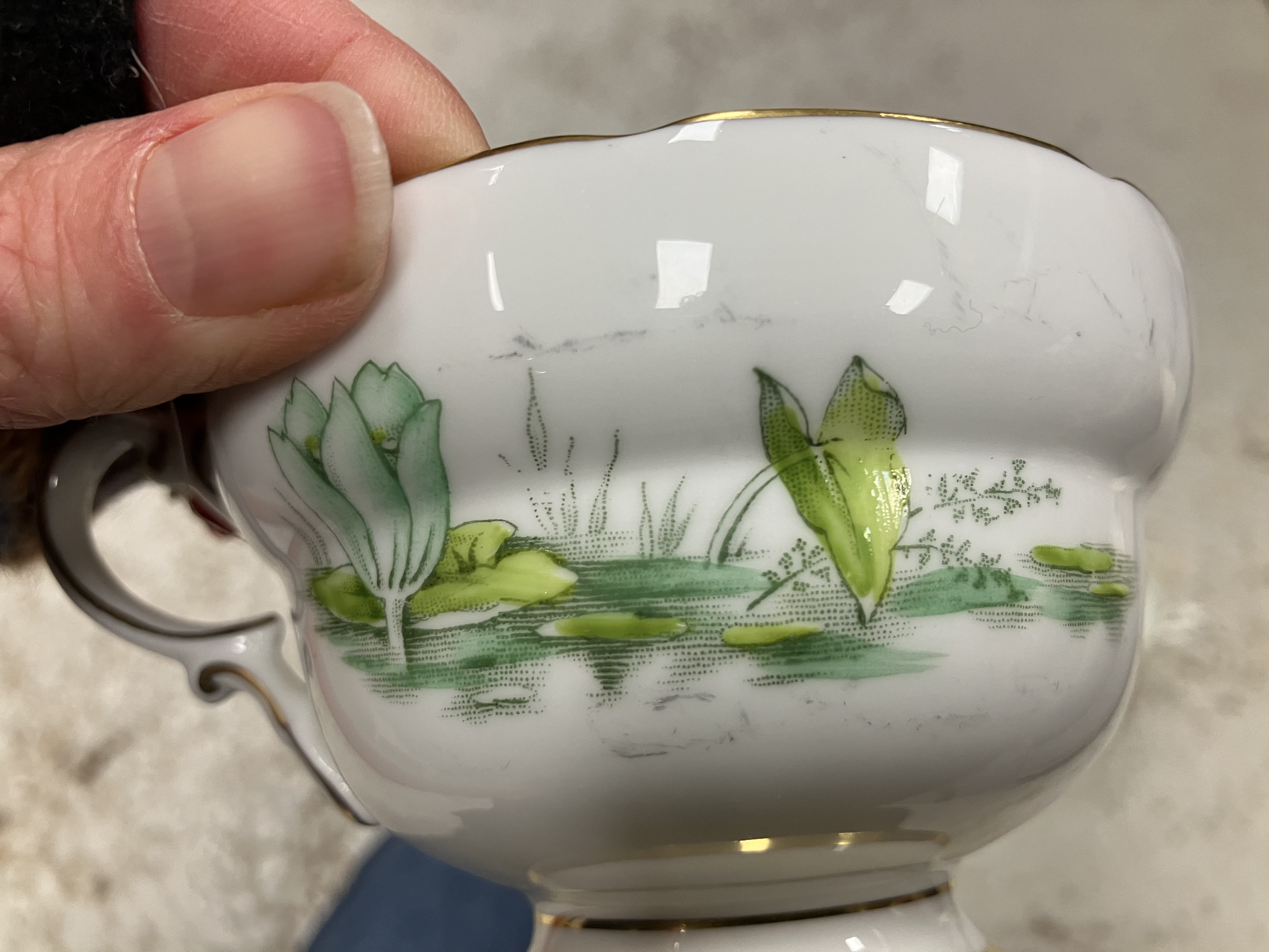 A Royal Paragon part tea set with green water lily decoration together with a Carrol Swan bowl and - Image 12 of 43