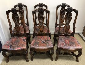 A set of six 19th Century Dutch walnut framed dining chairs in the 18th Century style of Daniel