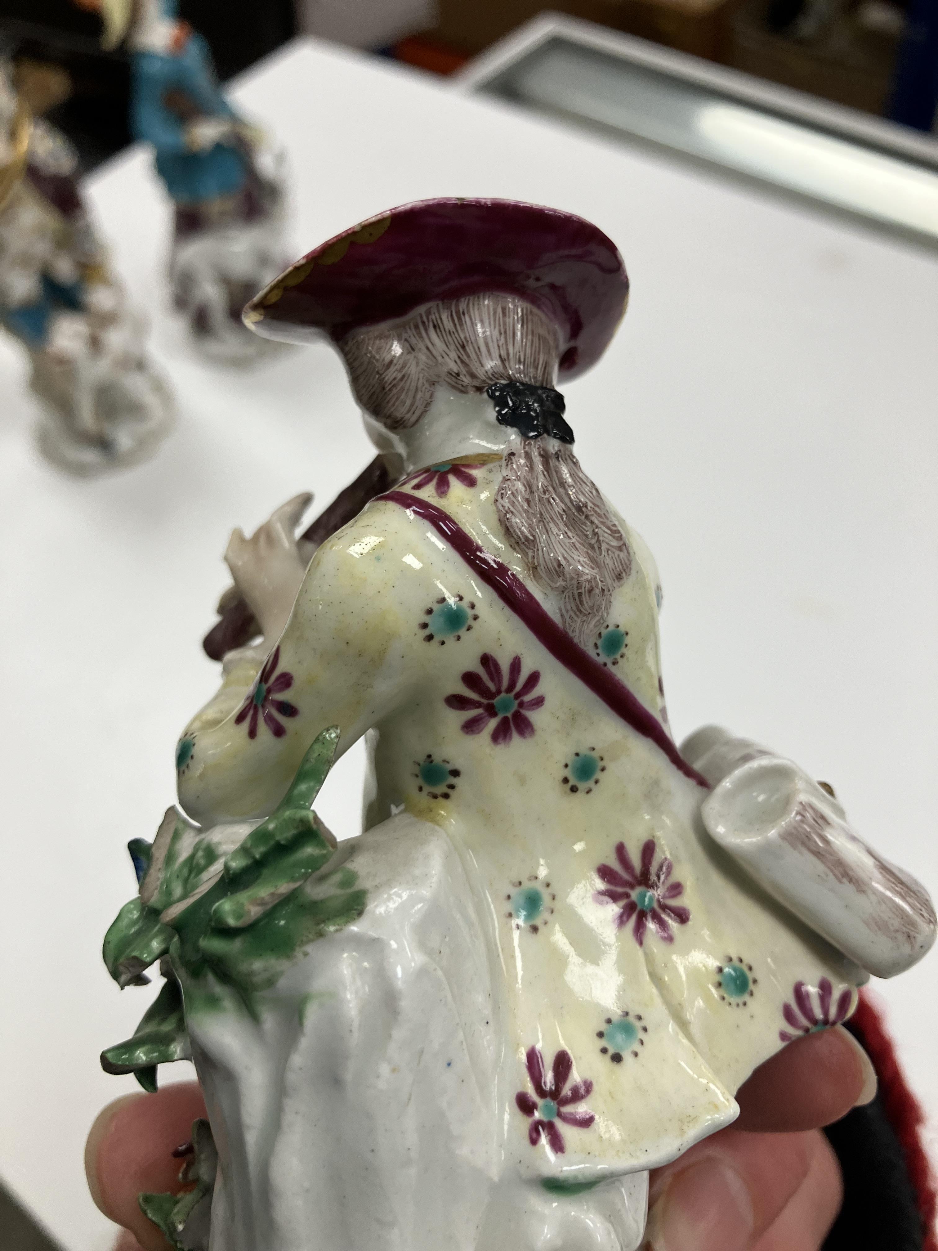 A pair of 18th Century Bow porcelain figures, one of "Shepherd with lamb and flute", - Image 30 of 74