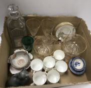 A collection of various glassware and china including two Continental cut glass and gilt decorated