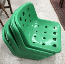 A set of eight Robin Day Polo for Hille green plastic chair seats (seats only)