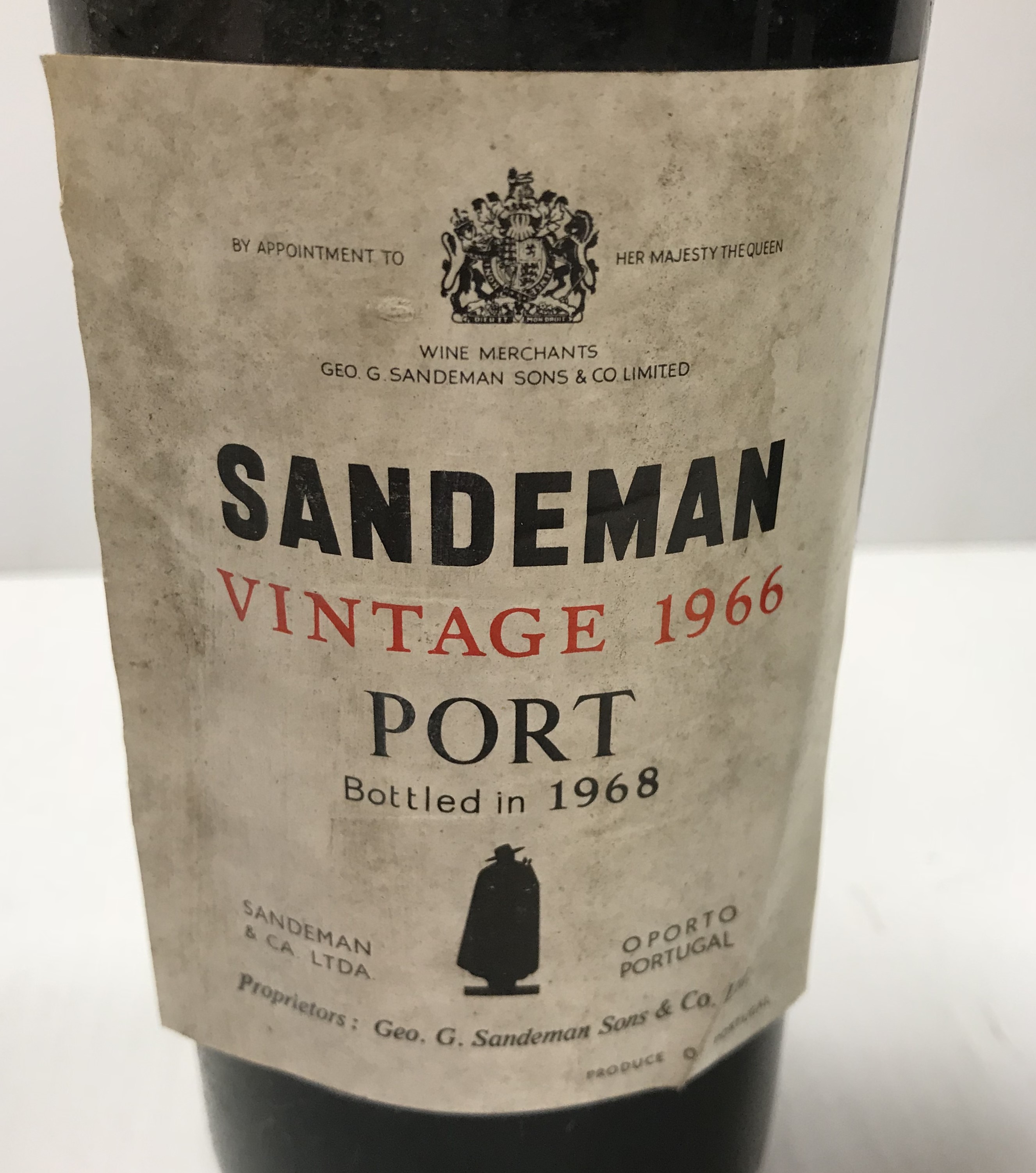 Three bottles Sandeman vintage port 1966, - Image 2 of 2