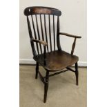 A 19th Century Thames Valley stick back elbow chair,