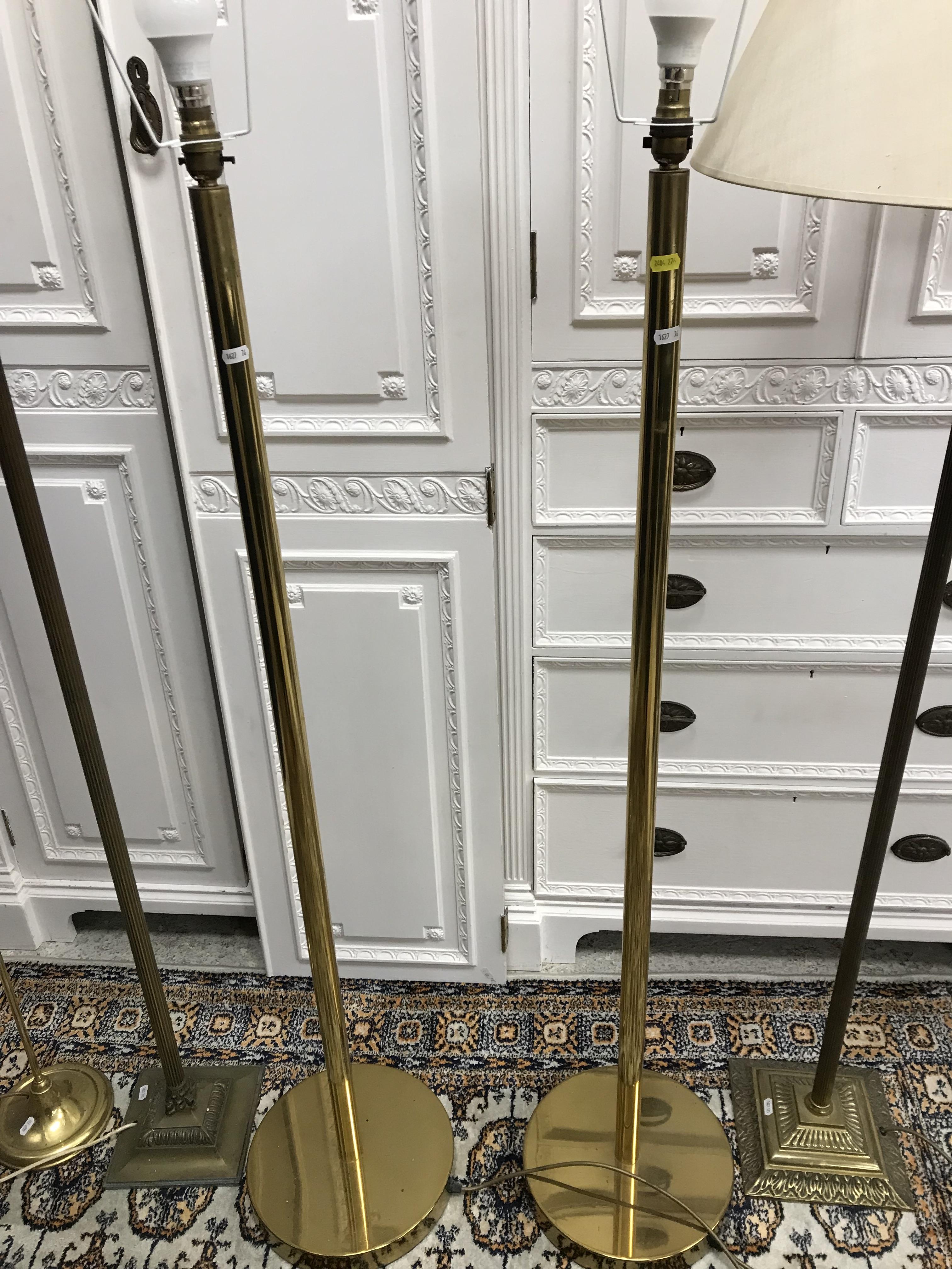 A pair of modern brass standard lamps, - Image 3 of 4
