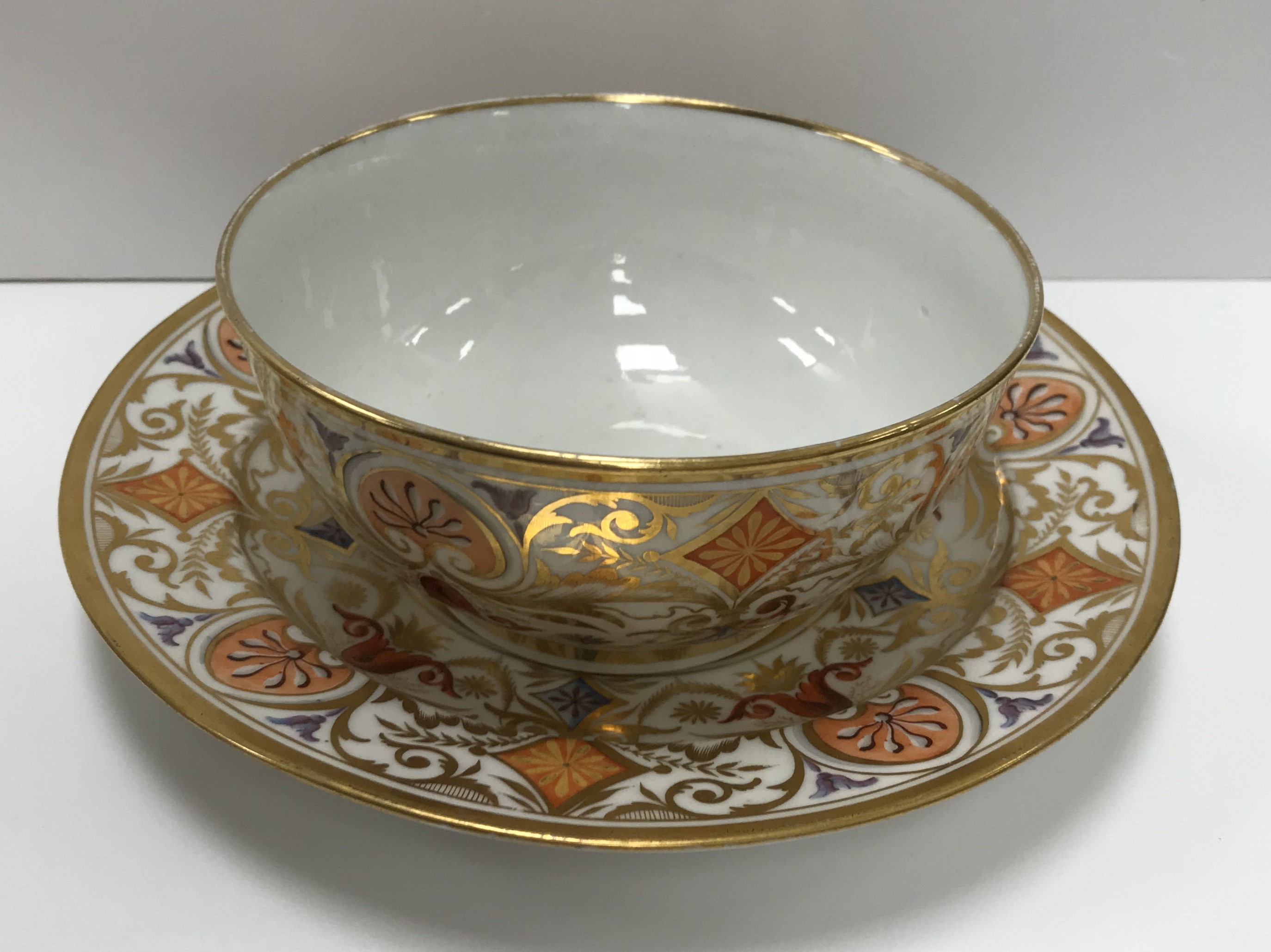 An early 19th Century Spode type gilt and polychrome decorated duet tea service comprising tray, - Image 2 of 78