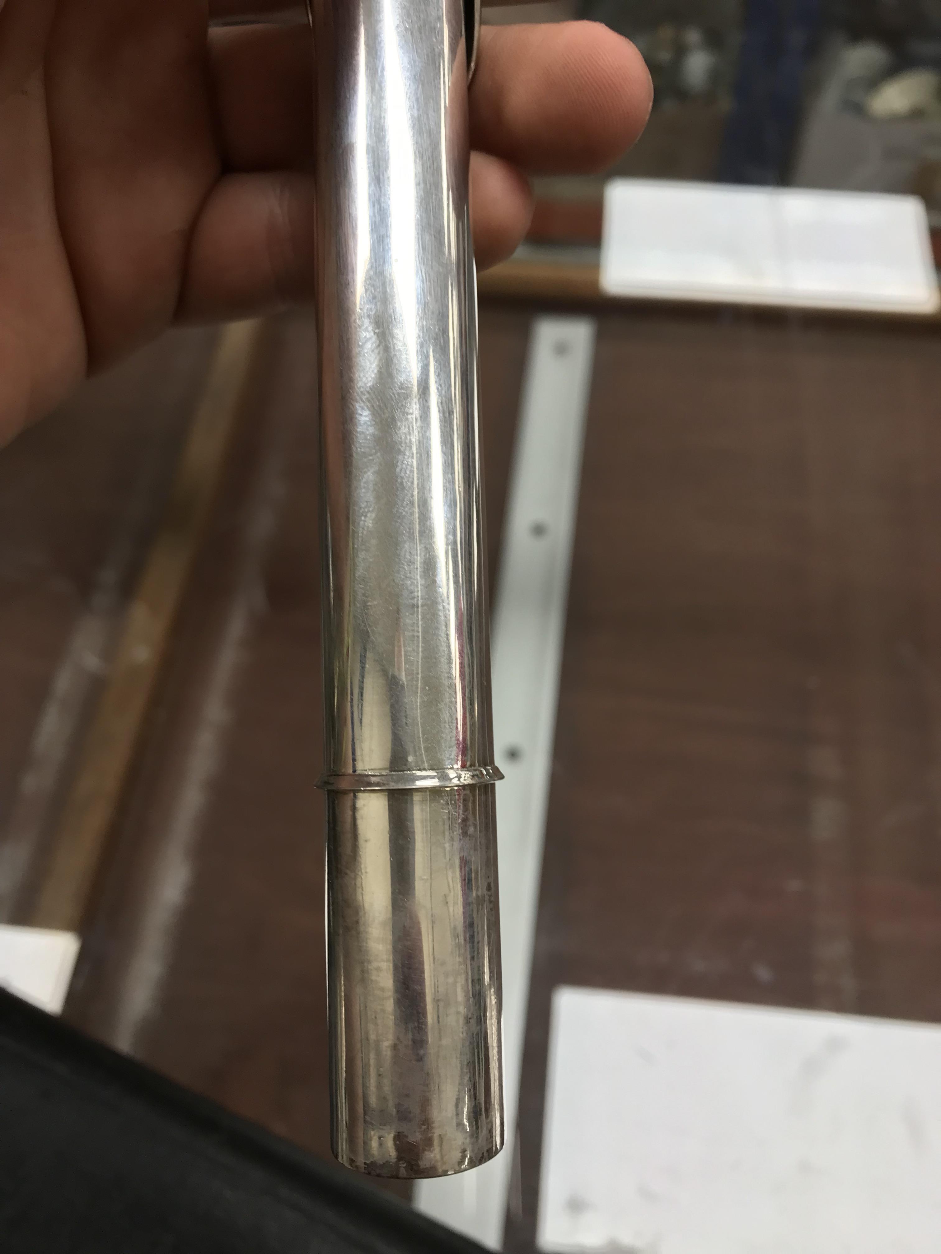 A circa 1947 silver plated flute by Clement Masson bearing engraved maker's mark and date 1947 - Image 11 of 17